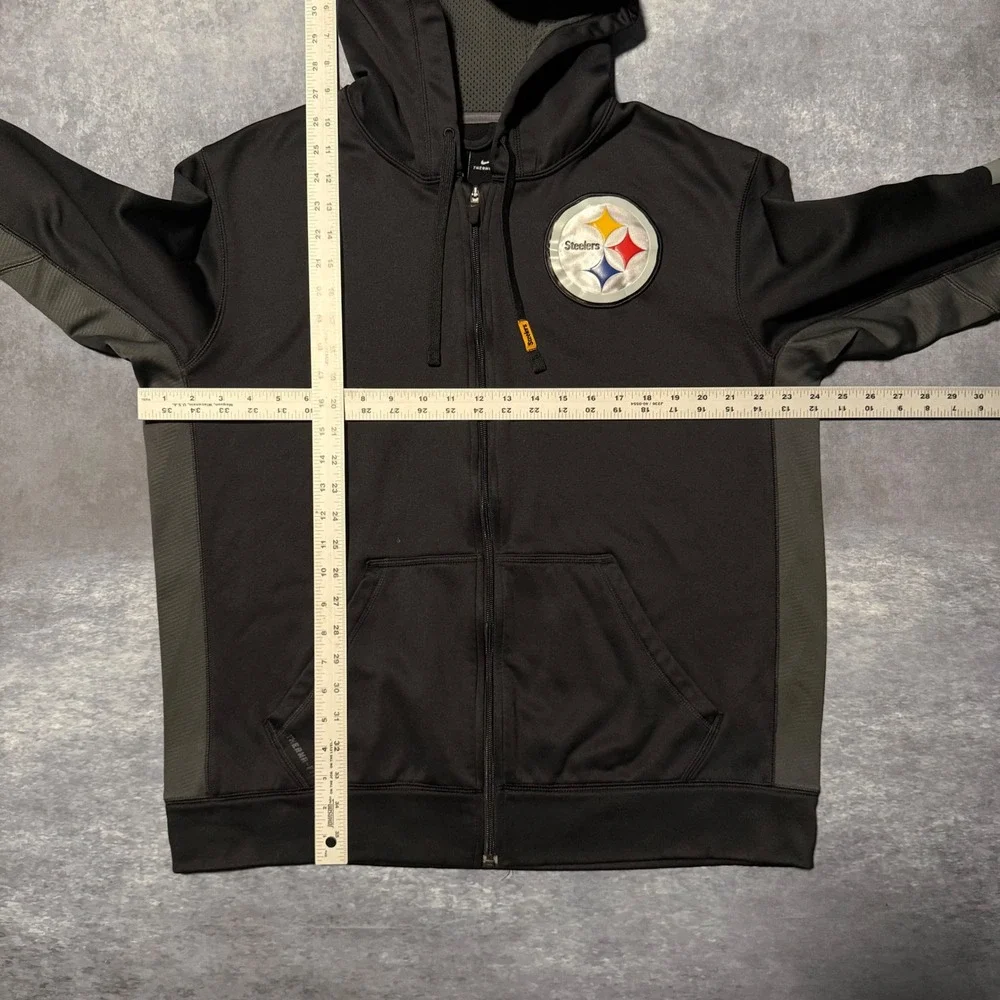 Nike Pittsburgh Steelers Therma-FIT Full Zip Hoodie Men Large Black NFL On Field